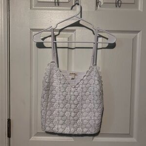 Anthropologie White Floral Lace Tank Top